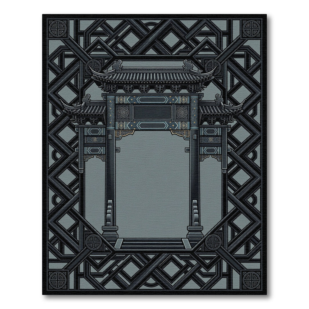 Antique Gray Ornate Archway Rug