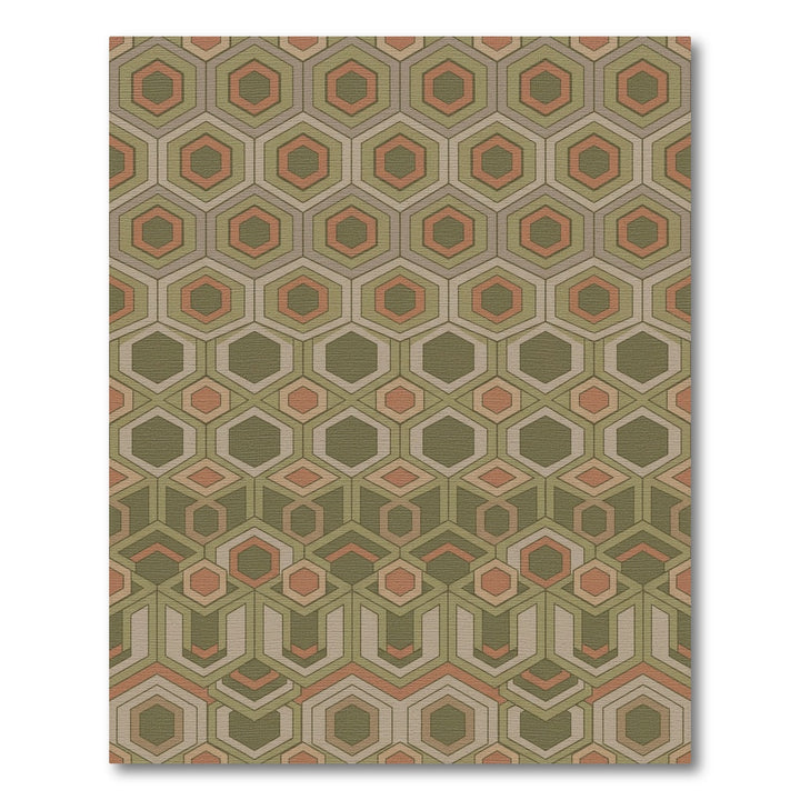 Copper And Olive Geometric Hexagon Rug