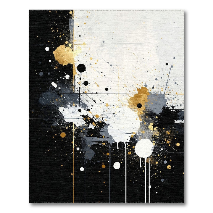 Black Gold Abstract Splatter Area Rug