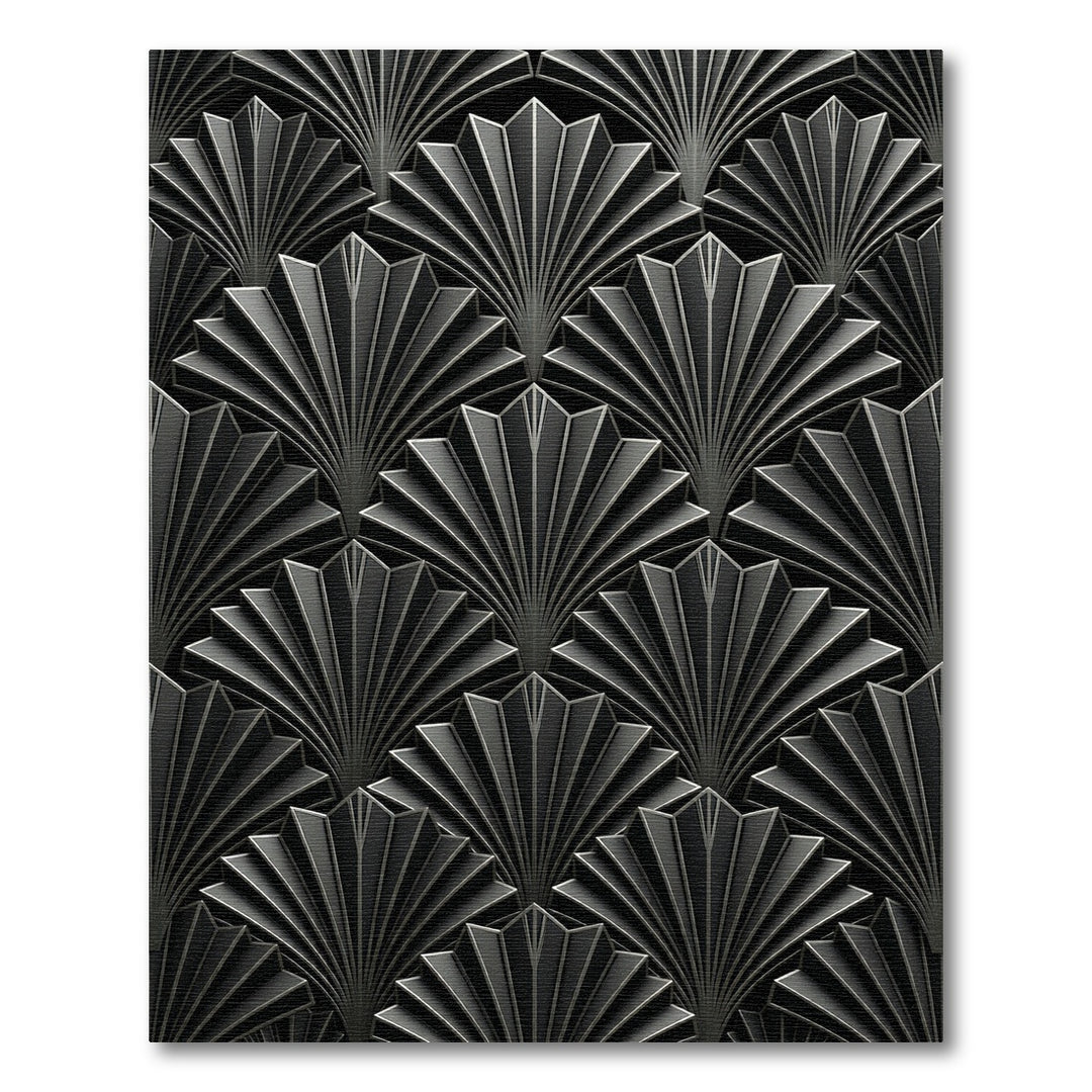 Art Deco Fan Black Metal Rug Tile Rug