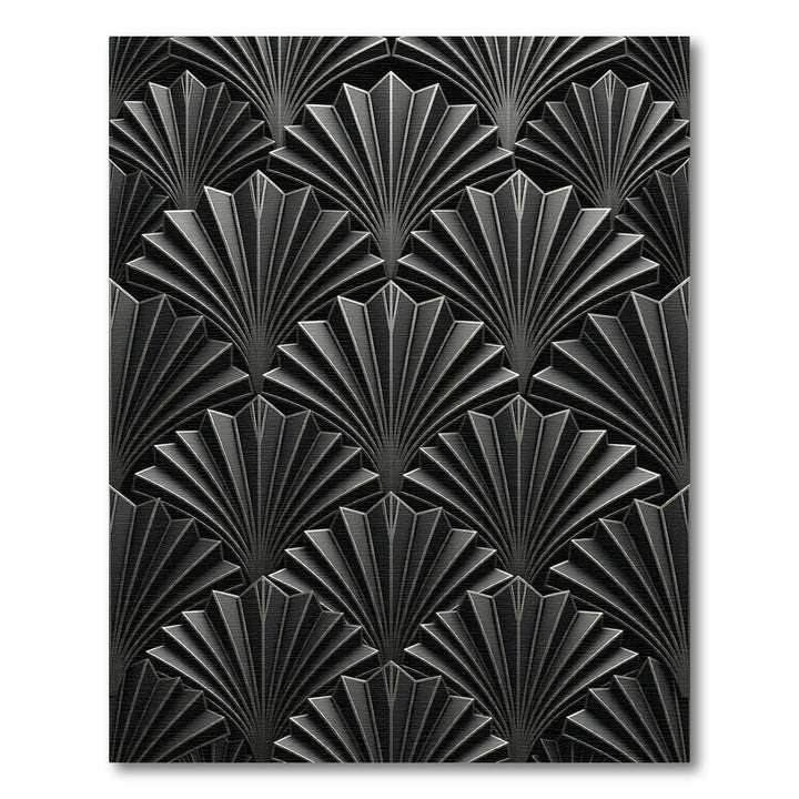 Art Deco Fan Black Metal Rug Tile Rug