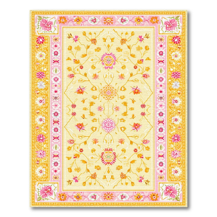 Yellow Floral Vintage Area Rug