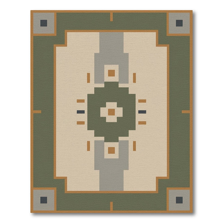 Green Geometric Area Rug