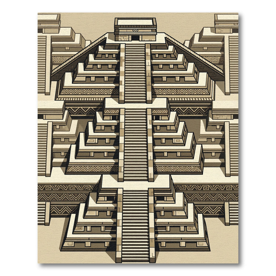 Monochromatic Terraced Pyramid Steps Rug