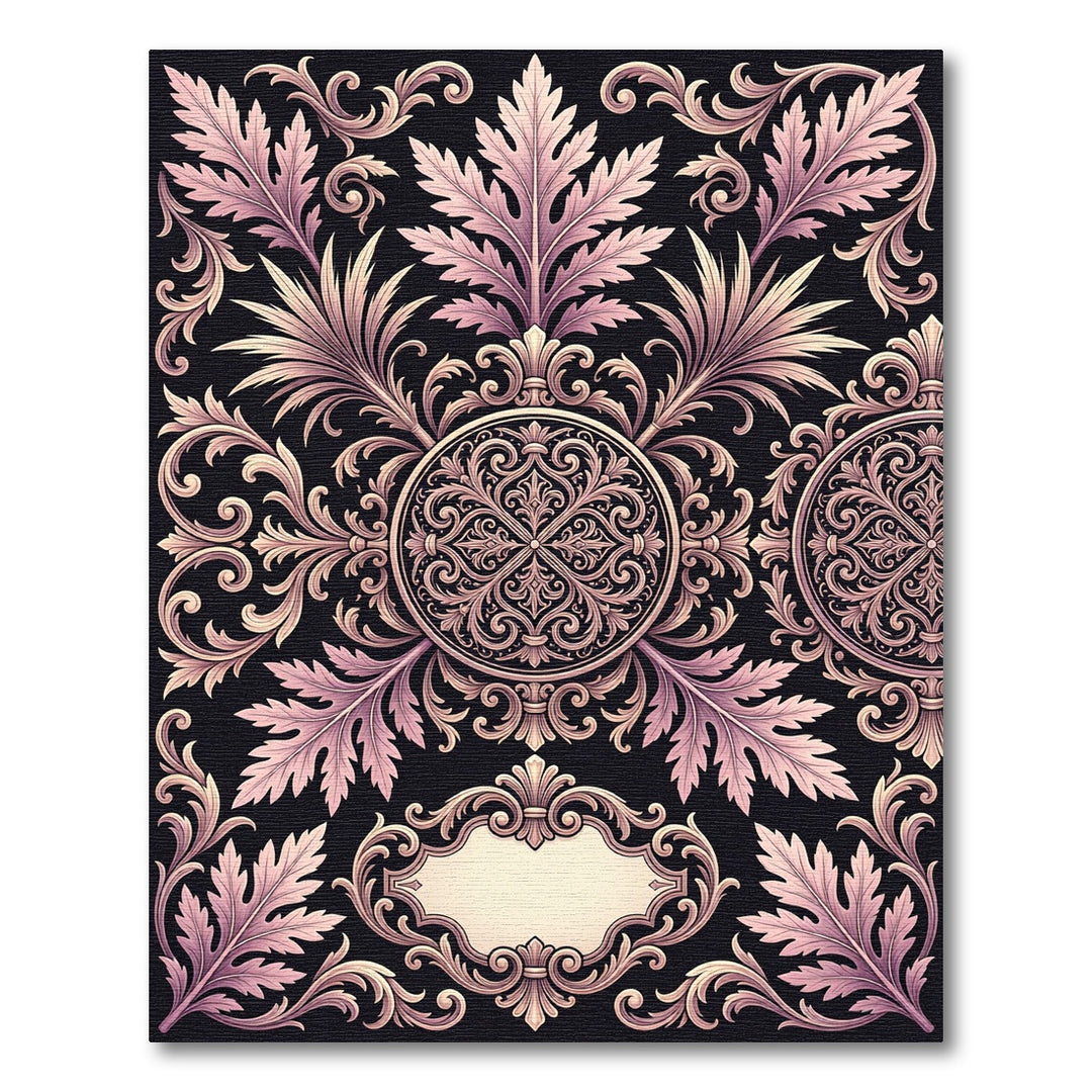 Ornate Pink Floral Acanthus Scroll Rug