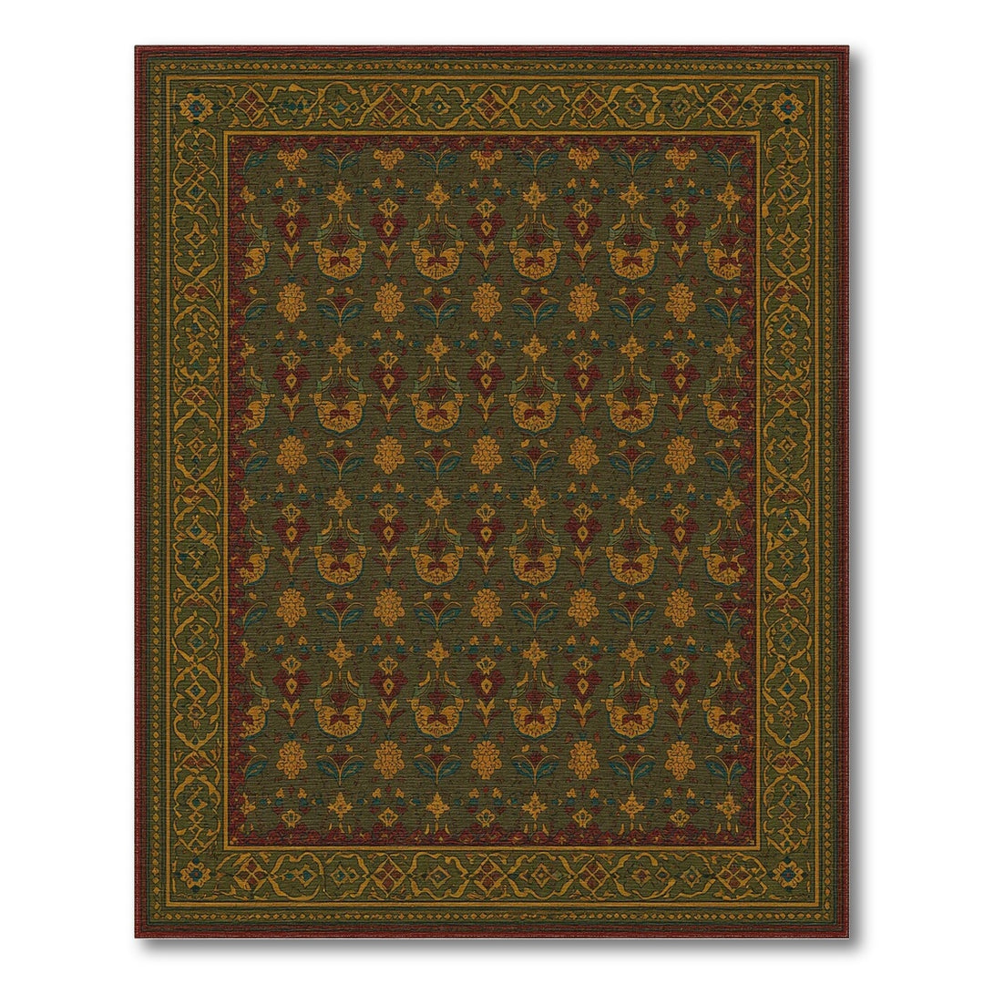 Green Persian Floral Area Rug