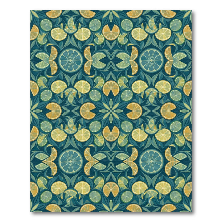 Citrus Medley Teal Botanical Fabric Rug