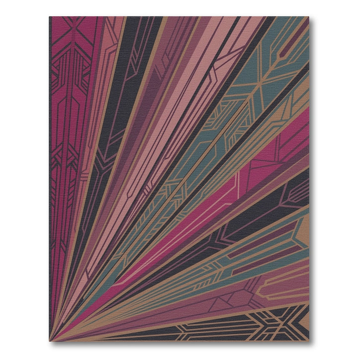 Art Deco Plum Geometric Sunburst Rug
