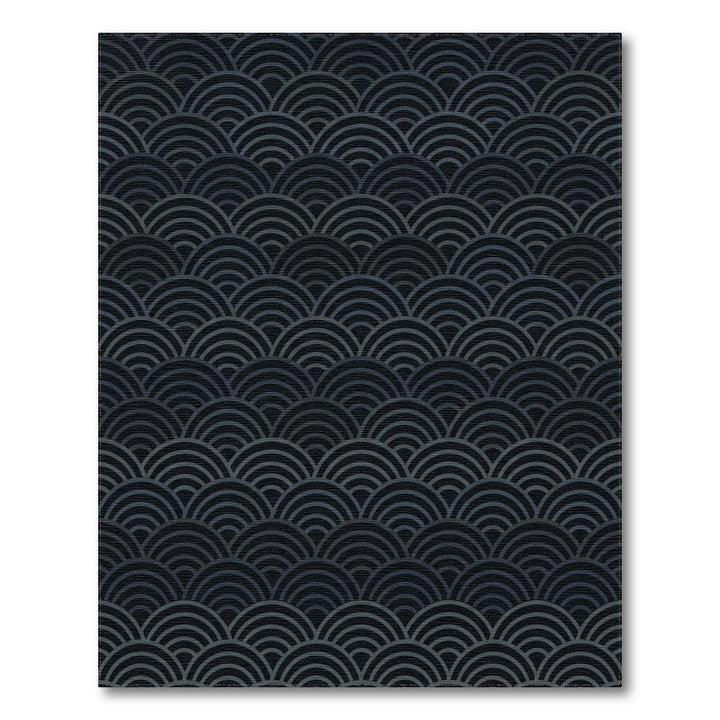 Dark Blue Seigaiha Waves Rug