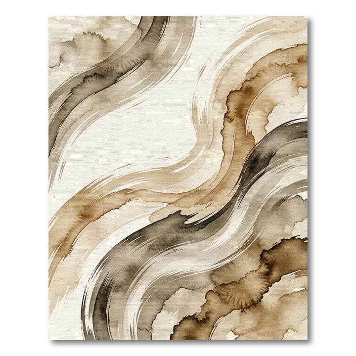 Whimsical Brown Brushstroke Abstract Rug