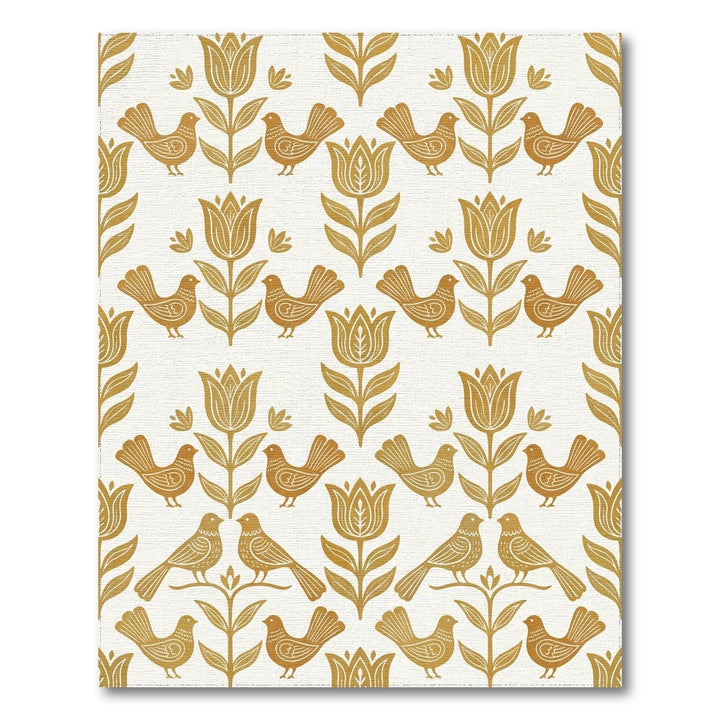 Golden Floral Bird Garden Succession Rug