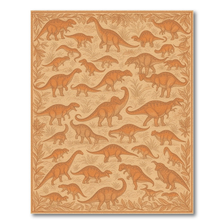 Dinosaur Kids Brown Tan Area Rug
