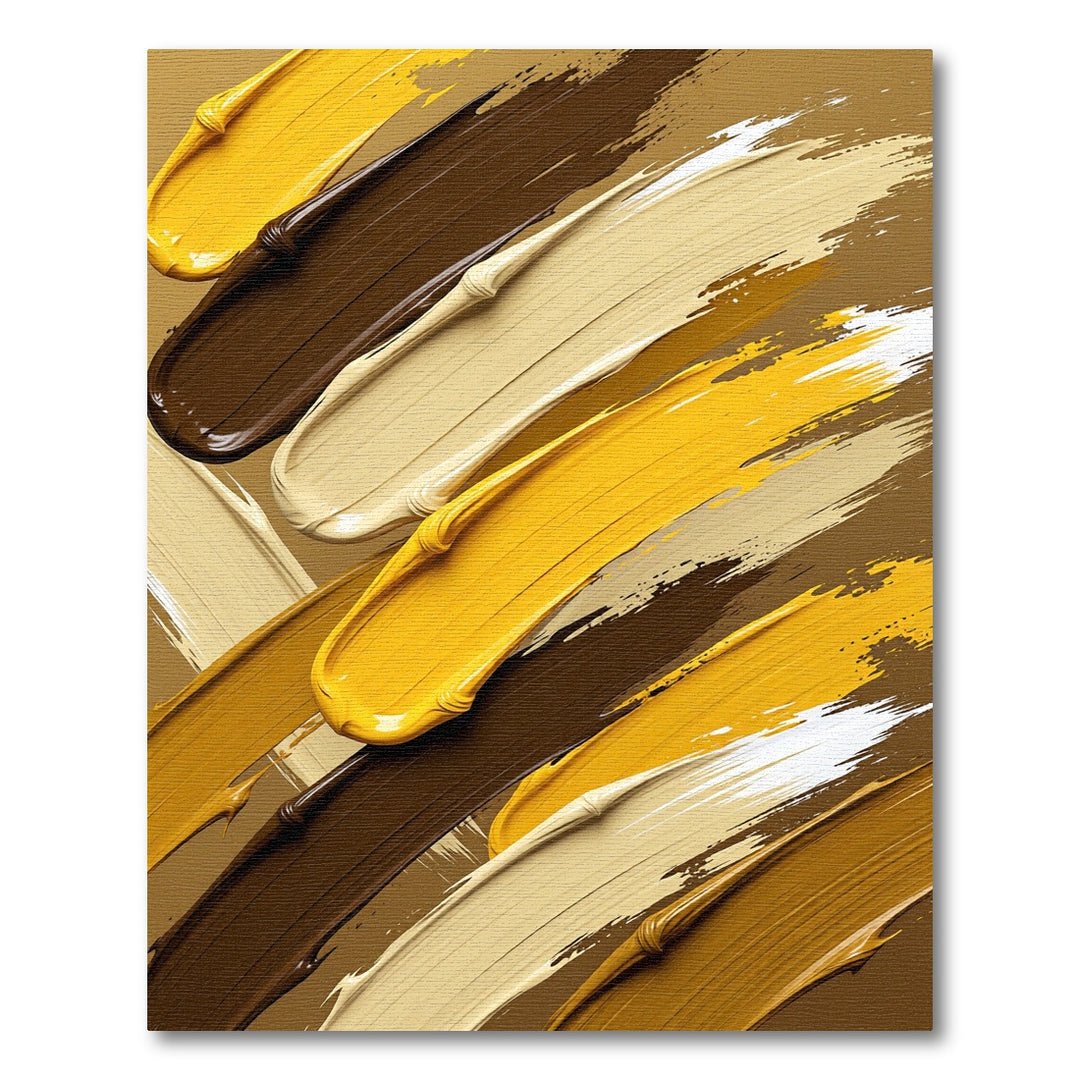 Abstract Yellow Brown Cream Brushstrokes Rug