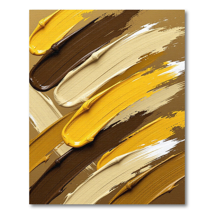Abstract Yellow Brown Cream Brushstrokes Rug