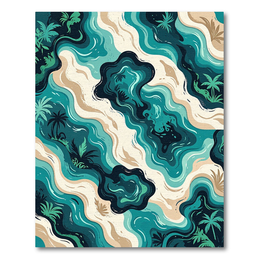 Abstract Teal Ocean Wave Rug