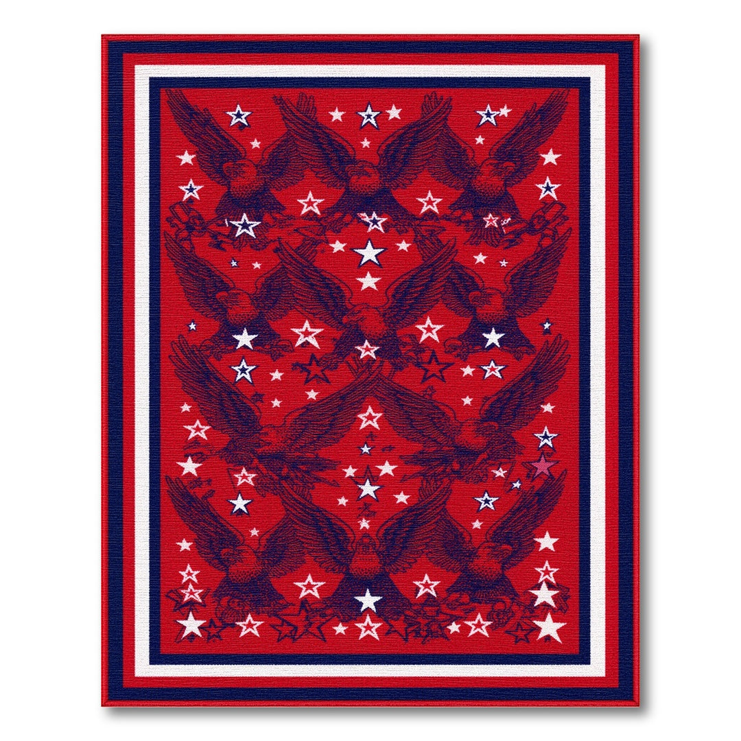 Patriotic Eagle Stars Red Area Rug