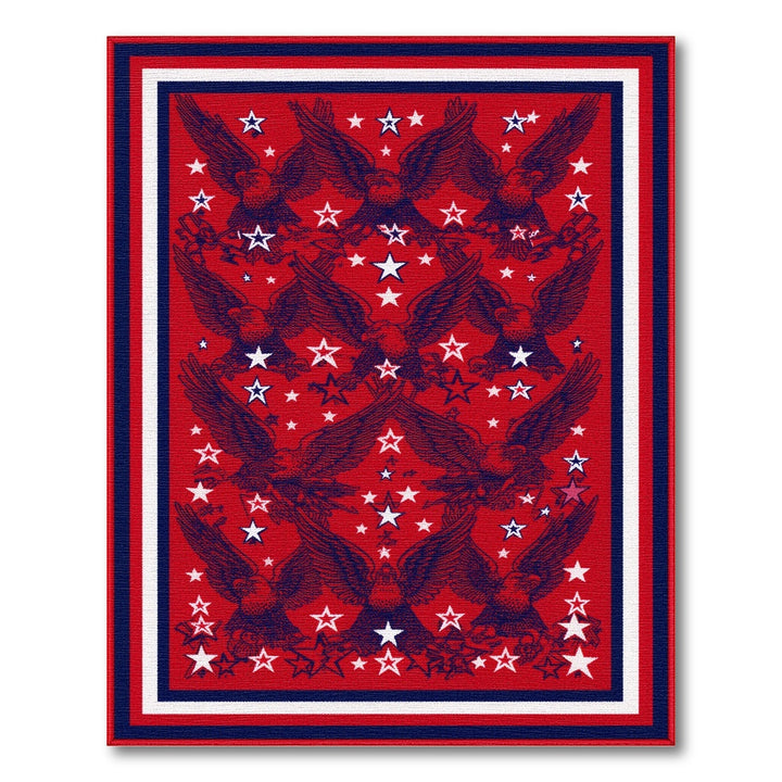 Patriotic Eagle Stars Red Area Rug