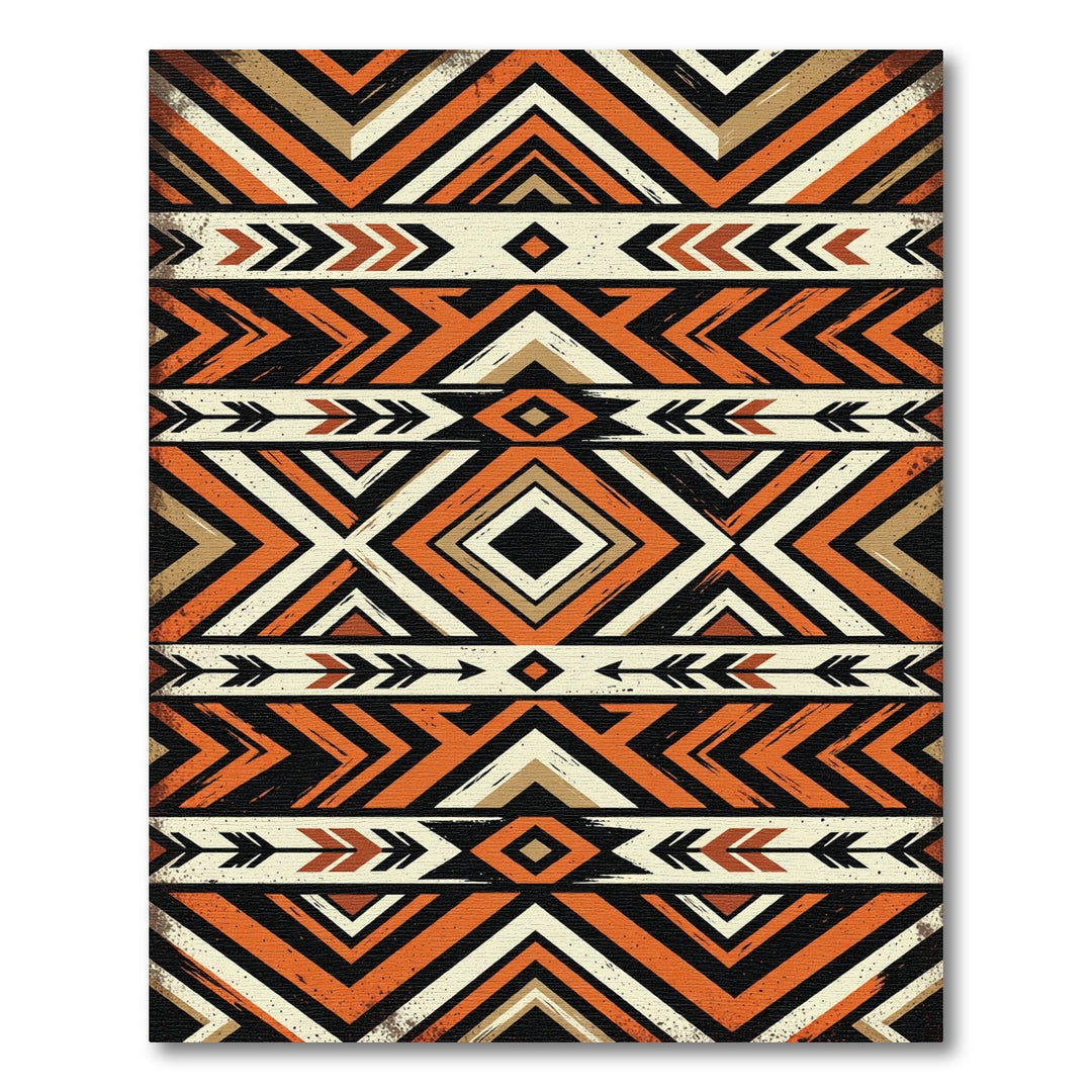 Bold Orange Tribal Geometric Rug