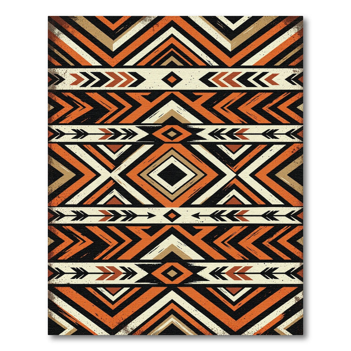 Bold Orange Tribal Geometric Rug