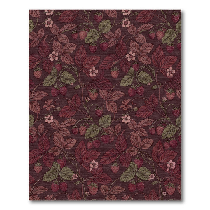 Rich Crimson Strawberry Leaf Vine Rug