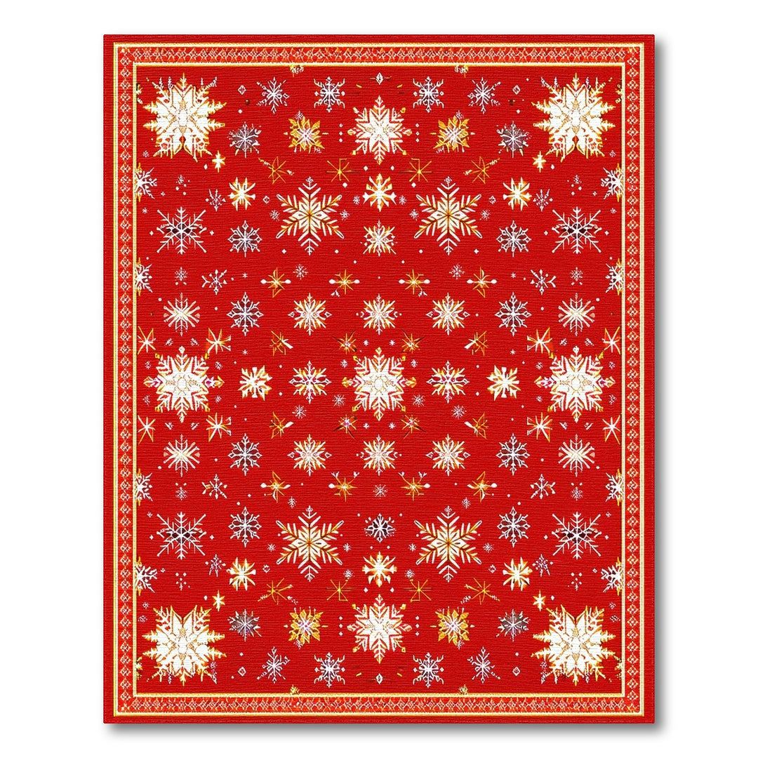 Red Geometric Modern Red Snowflake Area Rug