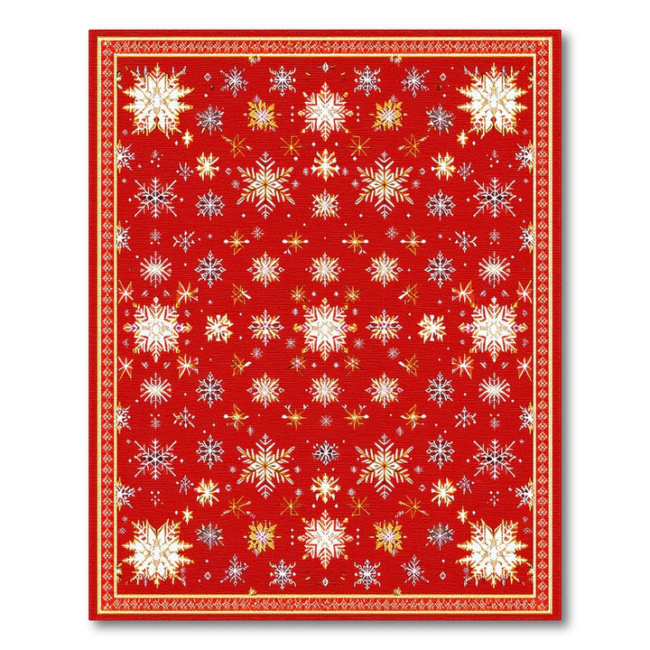 Red Geometric Modern Red Snowflake Area Rug