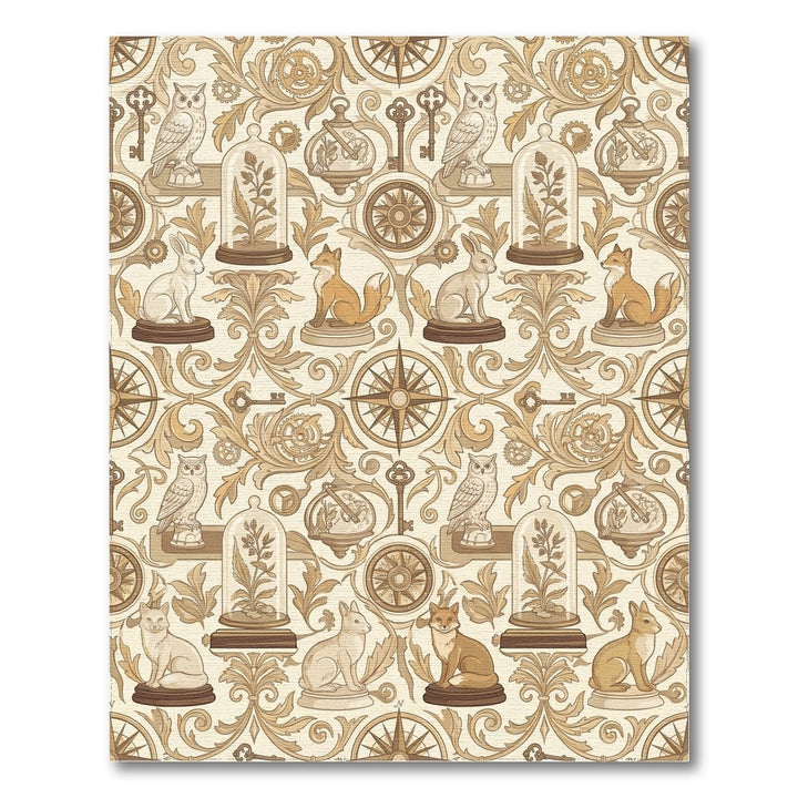 Golden Brown Woodland Creature Steampunk Accents Rug