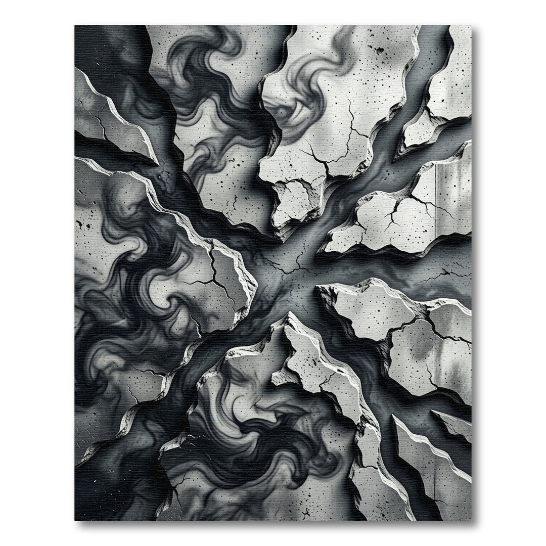 Abstract Gray Smoke Cracks Rug