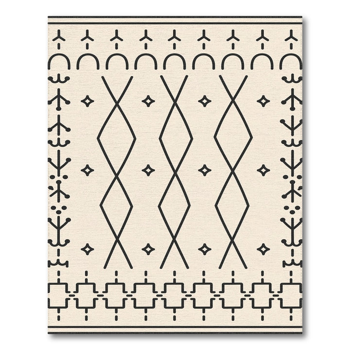 Black White Heritage Tribal Area Rug