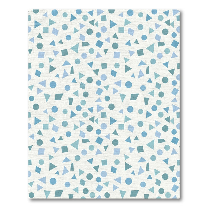 Playful Blue Geometric Collage Rug