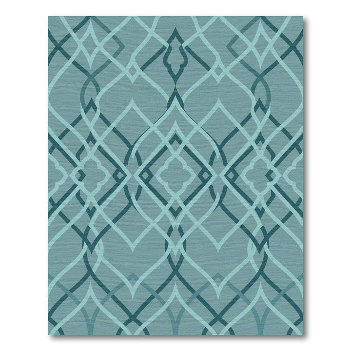 Teal Lattice Ogee Overlap Rug