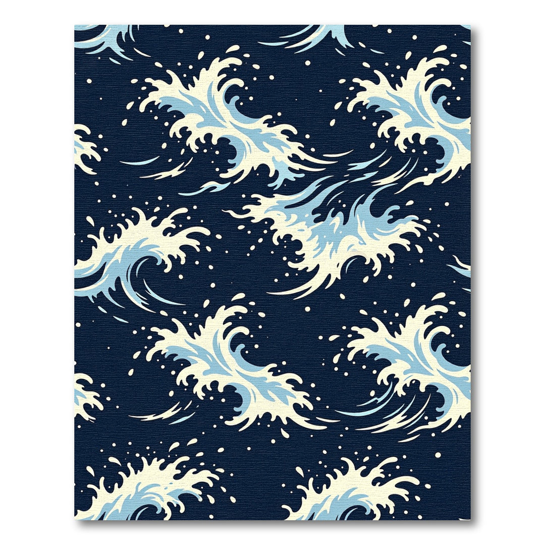 Dynamic Navy Blue Ocean Wave Rug
