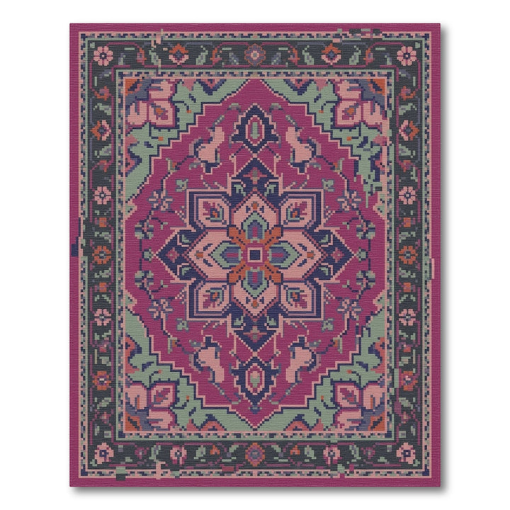 Ornate Magenta Jewel Medallion Rug