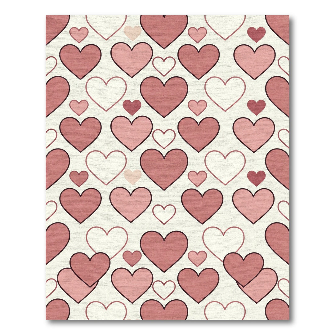 Romantic Pink Hearts All Over Rug