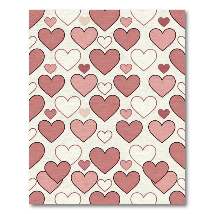 Romantic Pink Hearts All Over Rug