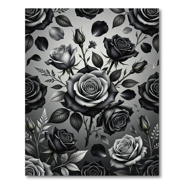 Dark Elegant Rose Floral Blend Rug