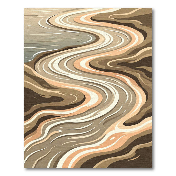Wavy Earth Tones Abstract Rug