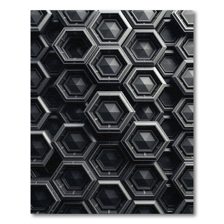 Dark Gray Geometric Hexagonal Structure Rug
