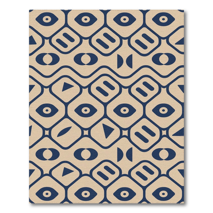 Beige Navy Geometric Eye Area Rug