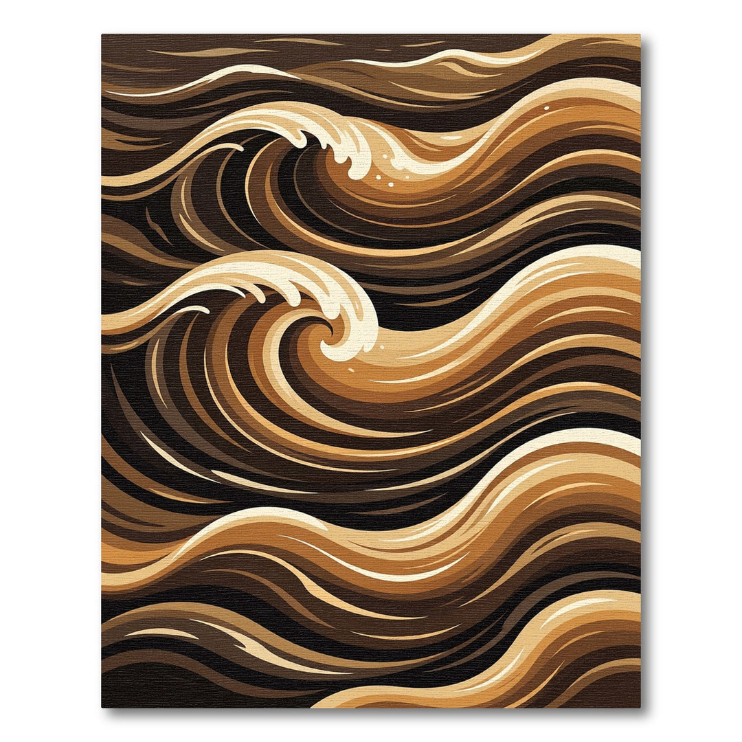 Rich Brown Swirling Wave Rug