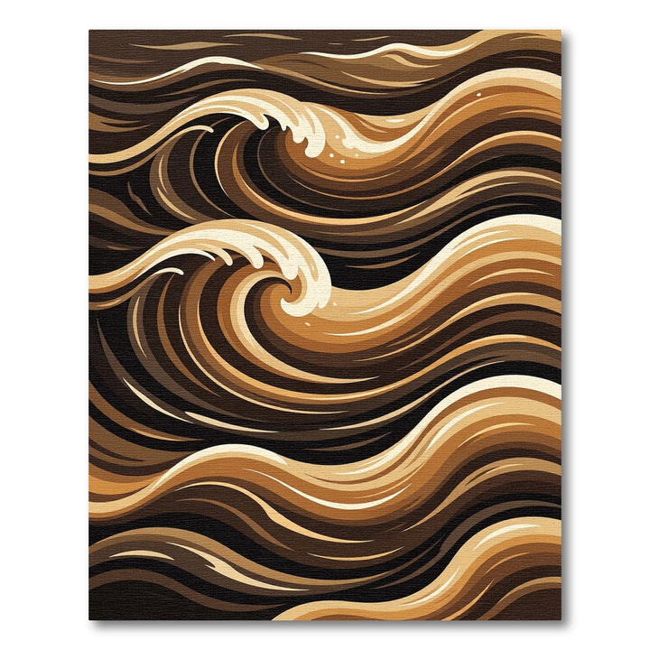 Rich Brown Swirling Wave Rug