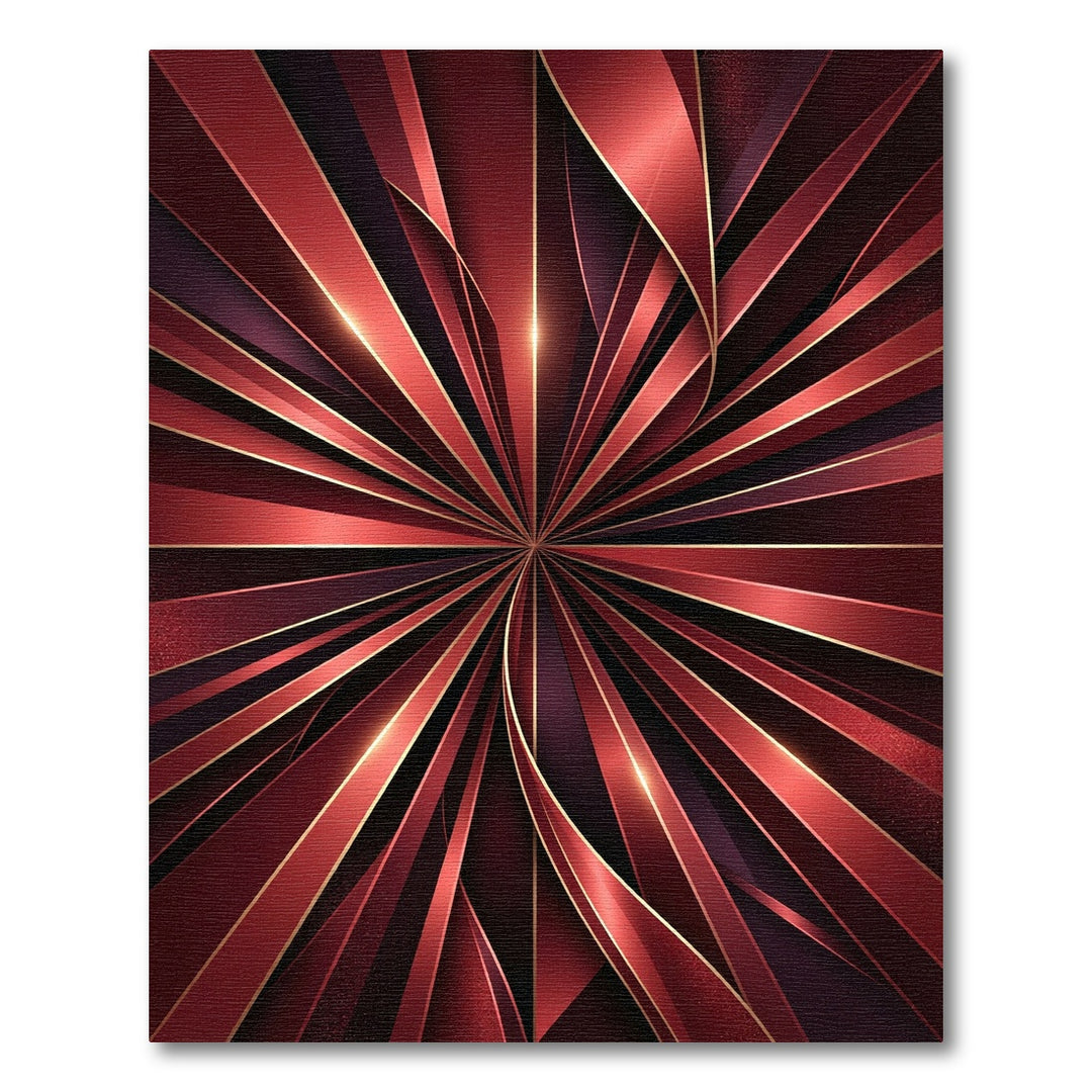 Radiant Crimson Sunburst Geometric Rug