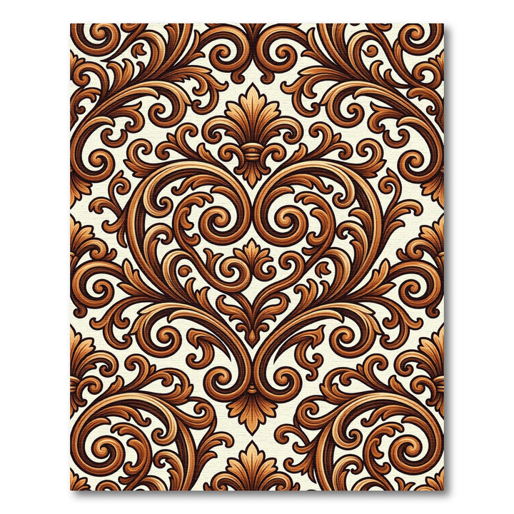 Ornate Golden Heart Scrollwork Rug