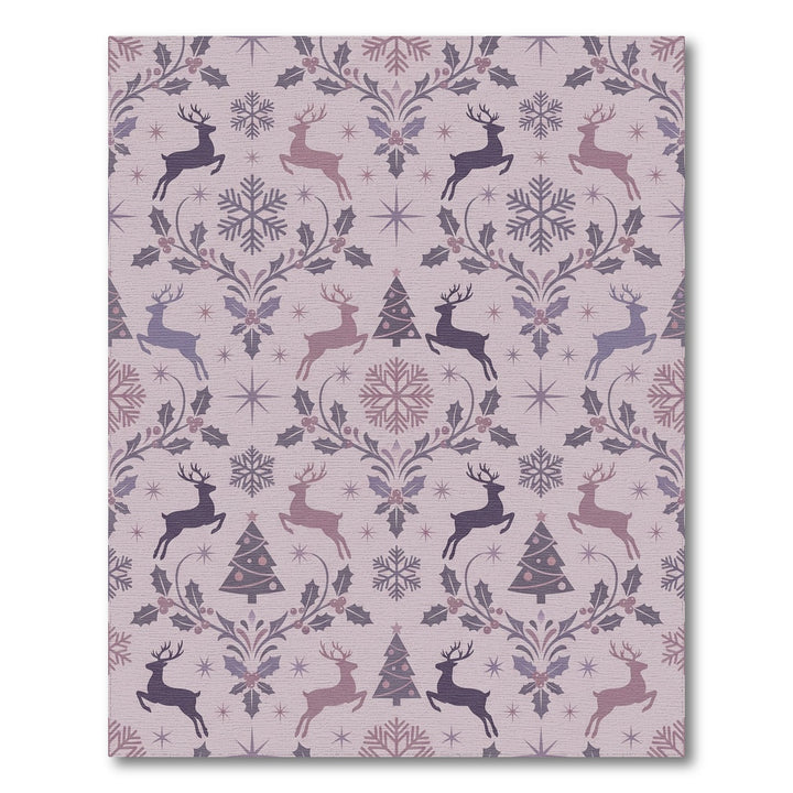 Muted Lilac Reindeer Snow Tree Scroll Rug