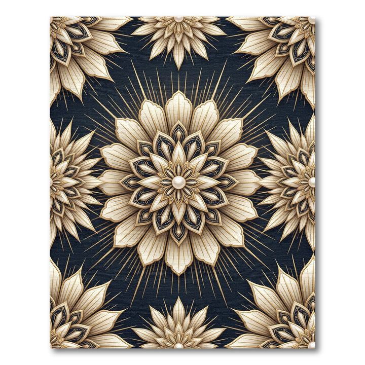Elegant Gold Floral Mandala Rug