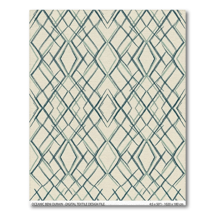 Coastal Blue Diamond Lattice Rug