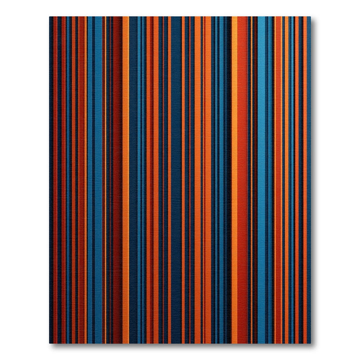 Deep Blue Orange Striped Composition Rug