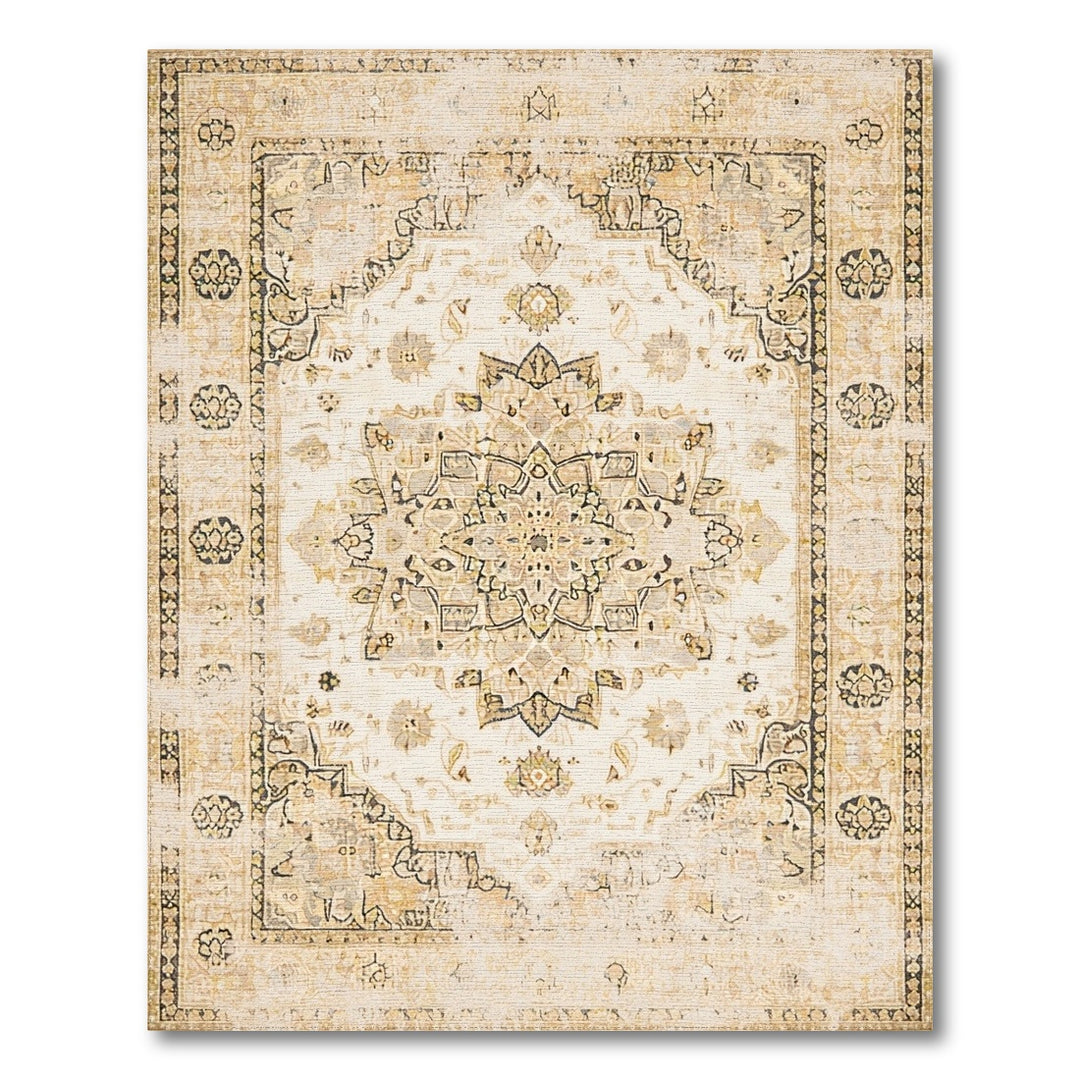 Beige Distressed Persian Area Rug