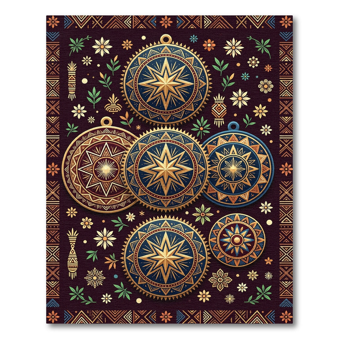 Golden Star Medallion Tribal Ornament Rug