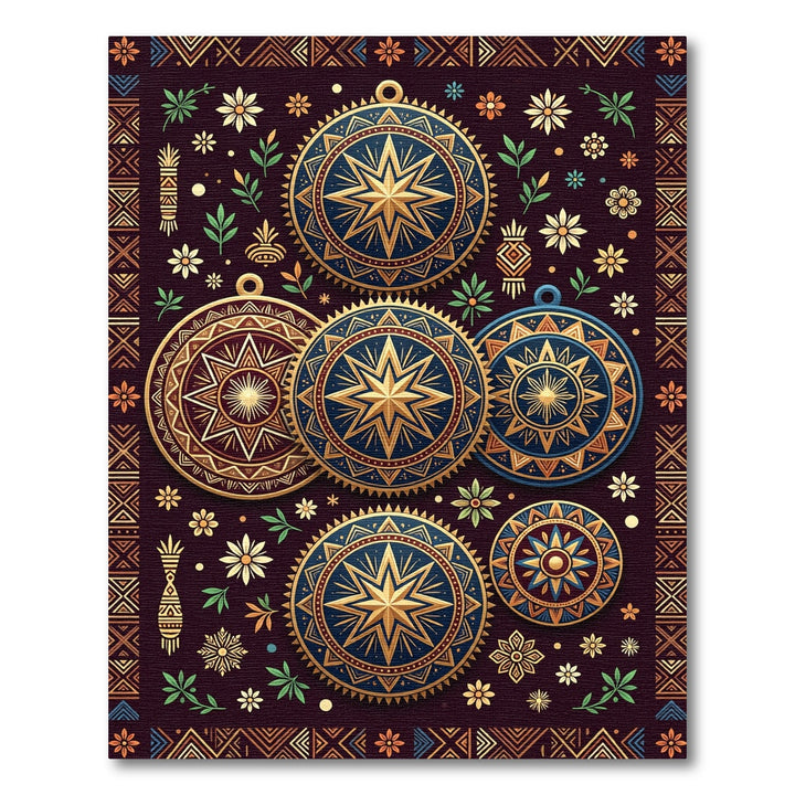 Golden Star Medallion Tribal Ornament Rug